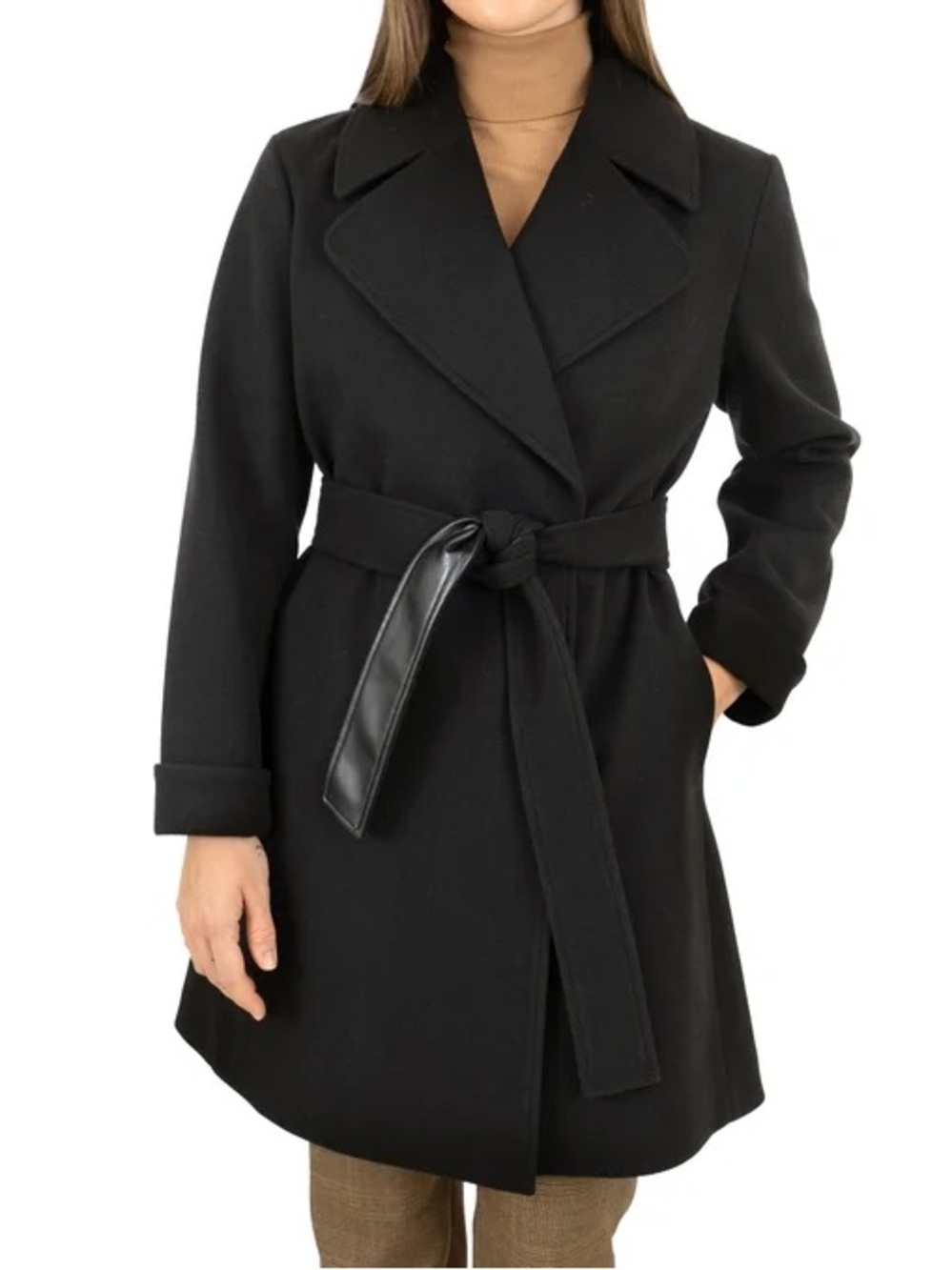 Frye Women's Wrap Coat, Black, Medium - NWT